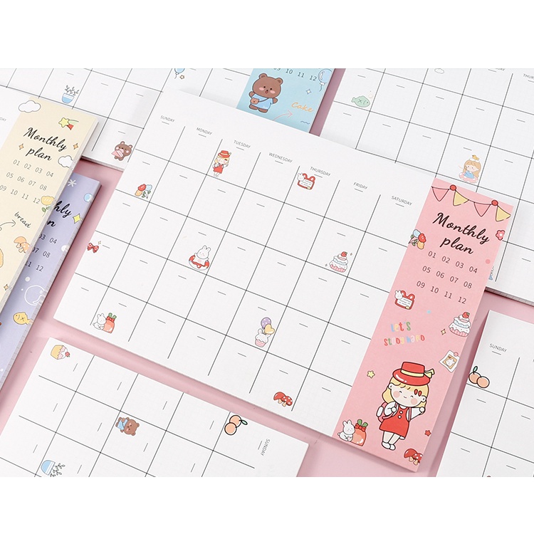 monthly-planner-แผ่นละ-3-12แผ่น-ร้านไทย-วางแผนรายเดือน-แพลนเนอร์รายเดือน-ลายน่ารัก