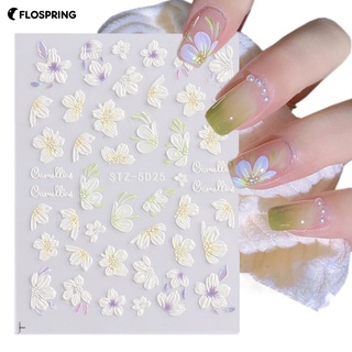 Flospring สติกเกอร์ตกแต่งเล็บ ลายดอกไม้ ใช้งานง่าย หรูหรา