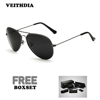 VEITHDIA Polarized แว่นกันแดดเคลือบเลนส์สะท้อน 3026 ดำ-ส่งจากไทย