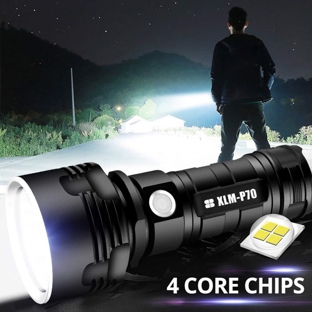 ไส้ตะเกียงสี่แกนshenyu-xlm-p70-ไฟฉายสว่างมาก-super-powerful-led-flashlight-มีระบบชาร์จในตัว-ใช้แบตเตอรี่-26650