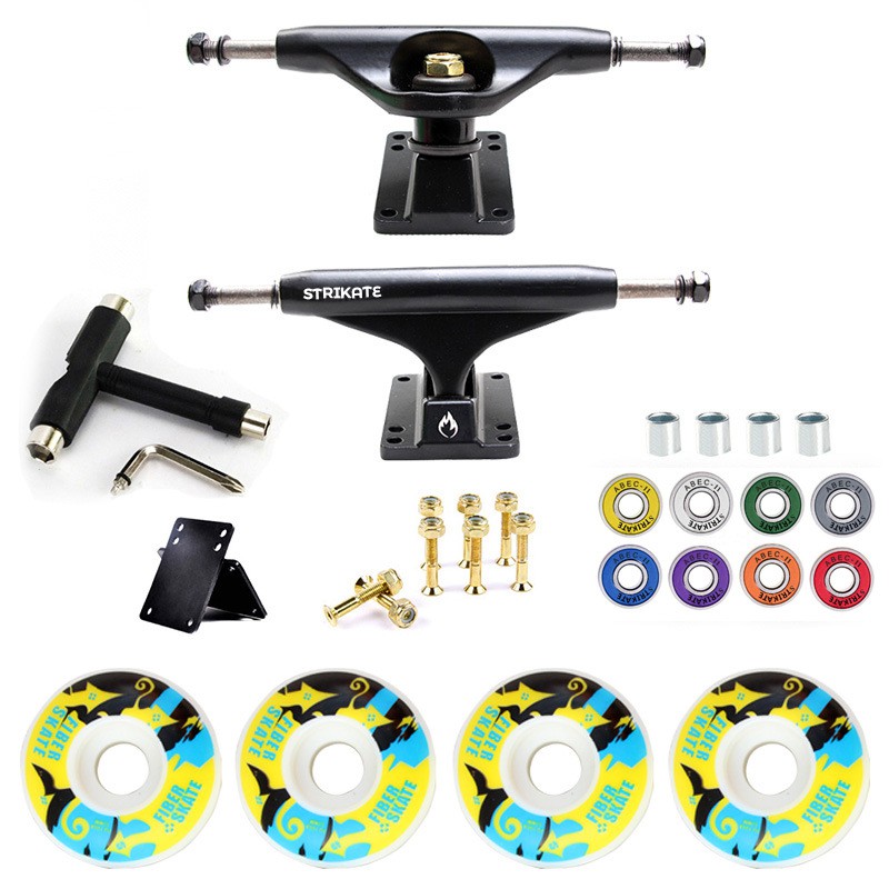 ทรัคสเกตบอร์ดสีดำ-1คู่-พร้อมอะไหล่-52-30-wheel-hard-5inch-2-pcs-truck-set-skateboard