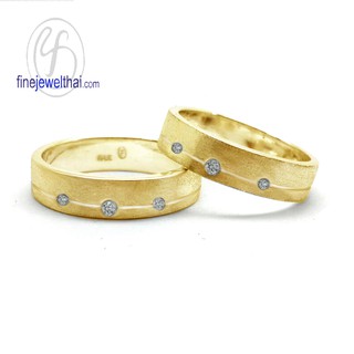 Finejewelthai แหวนคู่-แหวนเพชร-เพชร-แหวนหมั้น-แหวนแต่งงาน-Couple-Diamond CZ-Wedding Ring-Silver-Gold - RC30146cz-g