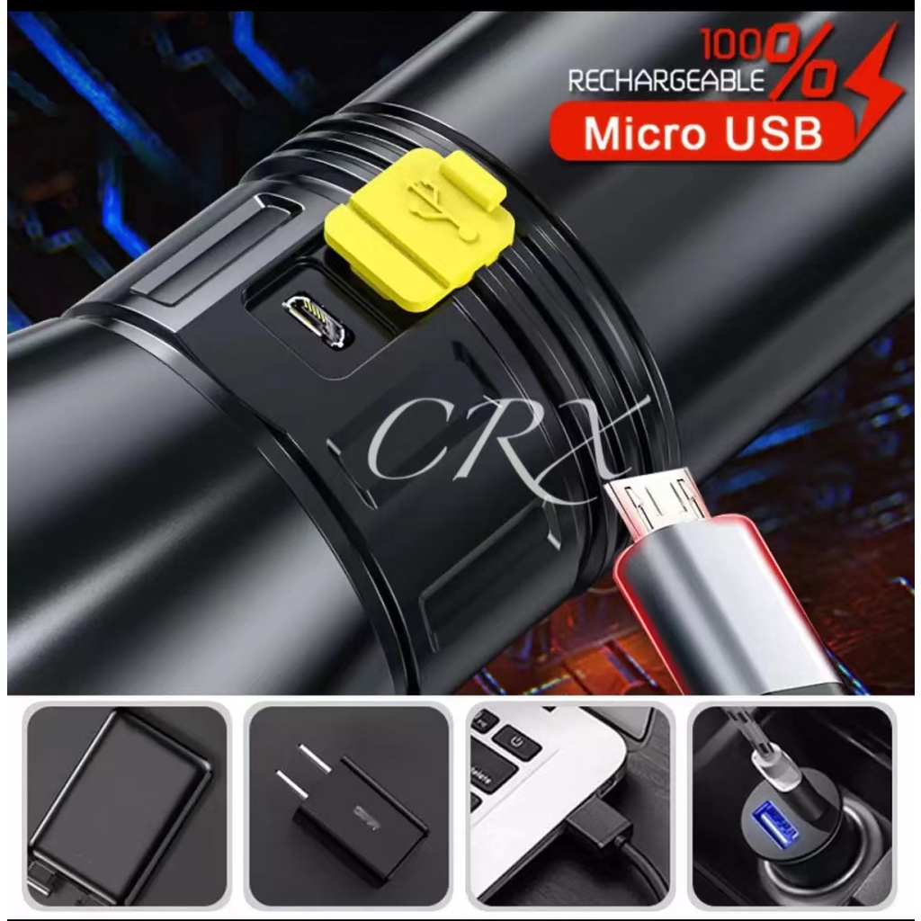 crx-ไฟฉาย-ชาร์จ-usb-cob-light-usb-charge-led-ไฟฉายแรงสูง-กันน้ำ-ปรับได้-4-ระดับ-วัสดุคุณภาพสูง-สีดำ-hf-8210