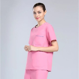 สินค้า สีชมพูชุดพยาบาล ชุดแพทย์ (เสื้อ+กระกางเกง)ูก✅ ชุดห้องผ่าตัด ซักมือ,ชุดแขนสั้น, ชุดเข้าเวร  ชุดแพทย์