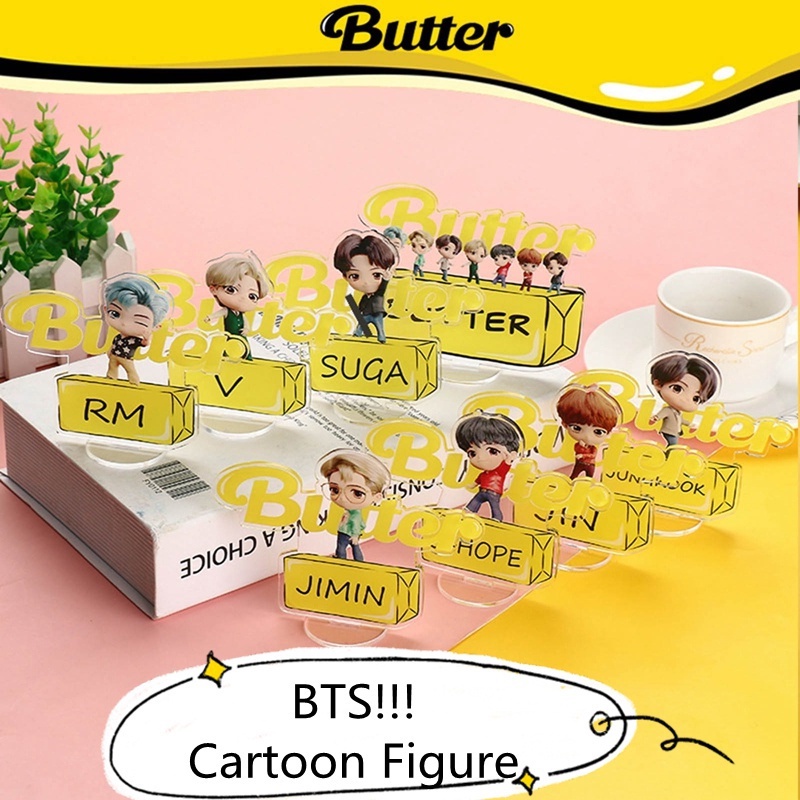 รูปภาพสินค้าแรกของKpop Bts Stand Figure Album Butter Action Model JinSugaJ-HopeRmJiminVJung Vartoon Cute Stand Display Plate Desk Home Decor 방탄소년단 防弾少年団 Fans Gifts