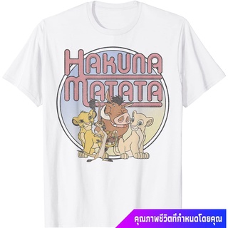 สินค้า 2021 ดิสนีย์ หญิง Disney Lion King Retro Hakuna Matata Simba And Friends T-Shirt sale เสื้อยืดผ้าฝ้าย