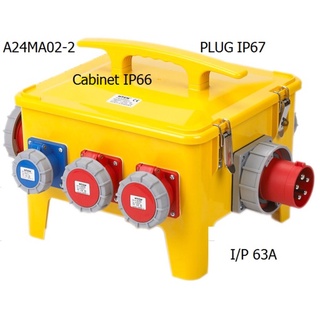 A24MA02-2 กล่องปลั๊กกระจายไฟ 3P+N+E 63A 400V IP67