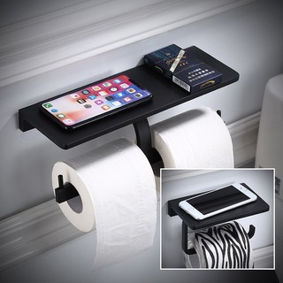 [TI-10E] Toilet Paper Holder ที่แขวนทิชชู่ ติดผนัง อลูมิเนียมแบบหนา สีดำ Nordic style