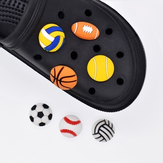 Crocs Jibbitz Pins ลูกบอลหลากสีสัน สําหรับเล่นเกมบาสเก็ตบอล ฟุตบอล DIY