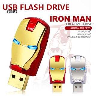 Pt_iron Man แฟลชไดรฟ์ USB 2.0 512GB 1TB 2TB สําหรับจัดเก็บข้อมูล