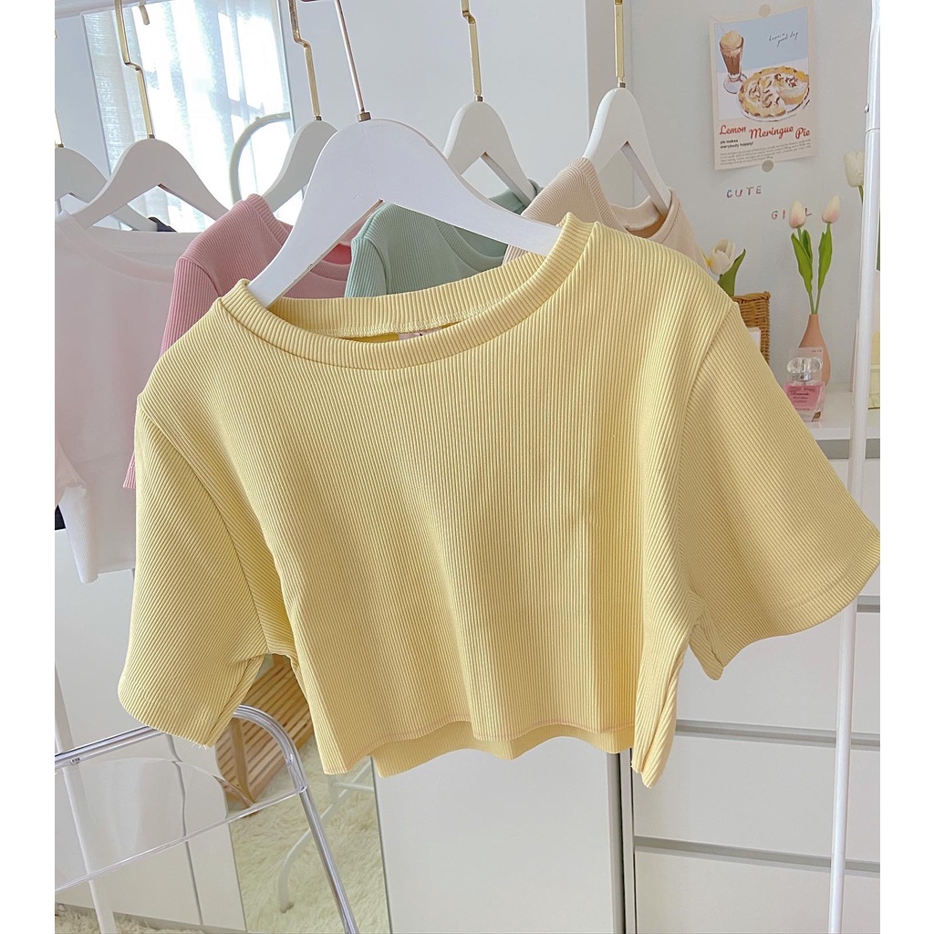 st086-crop-top-เสื้อครอปสีพื้น-เอวลอย-ทรงโอเวอร์ไซส์