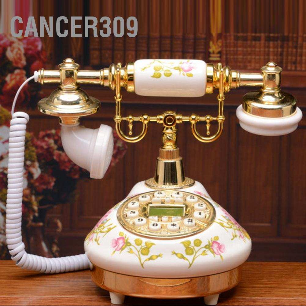 cancer309-ms-9100-round-base-ceramic-european-rose-retro-telephone-for-automatic-detection-to-fsk-dtmf-caller-id