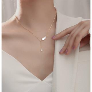 S925 pure silver shell Wing Necklace simple sexy clavicle chain student jewelry gift