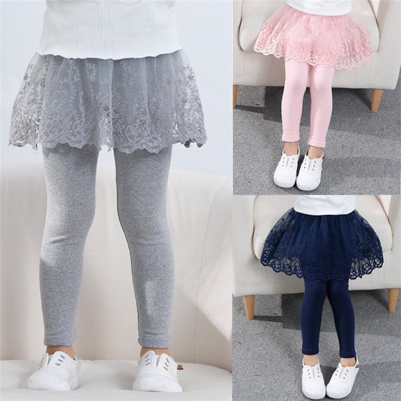 ภาพหน้าปกสินค้า2021 Cotton Baby Girls Leggings Lace Princess Skirt-pants Spring Autumn Children Slim Skirt Trousers for 2-7 Years Kids Clothes