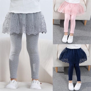 ภาพขนาดย่อสินค้า2021 Cotton Baby Girls Leggings Lace Princess Skirt-pants Spring Autumn Children Slim Skirt Trousers for 2-7 Years Kids Clothes