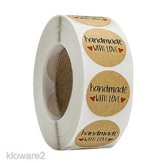 สินค้า 500Pcs Seals Kraft Paper Stickers \\\"Handmade With Love\\\" Gift Packing Label 