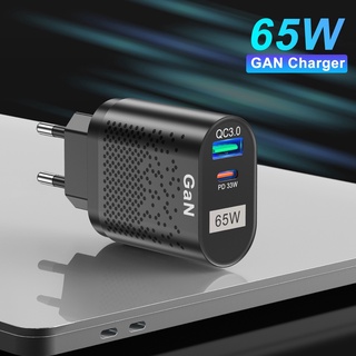 Elough อะแดปเตอร์ชาร์จโทรศัพท์มือถือ 65W Gallium Nitride PD QC3.0 USB