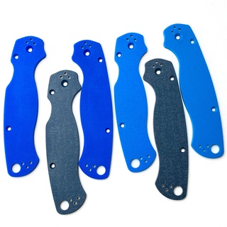 แผ่นแพทช์มือจับ กันลื่น สีเทา ฟ้าเข้ม G10 DIY สําหรับ Spyderco Paramilitary 2 1 คู่