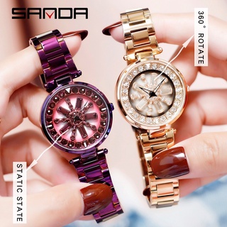 SANDA Gold Women Watch Fashion Luxury 360 rotate clock Waterproof diving Quartz watches relogio feminino relojes mujer