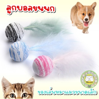 บอลขนนก ของเล่นแมว บอลยาง มีให้เลือก 3 สี ราคาถูกไม่เป็นอันตรายต่อสัตว์เลี้ยง