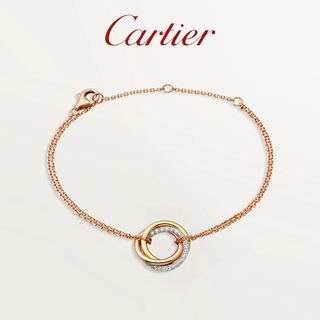 Cartier Cartier Trinity Series สร้อยข้อมือ แหวนเพชรแพลตตินัม สามวง สีโรสโกลด์