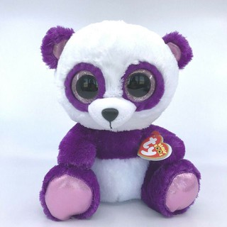 Ty Beanie boos, ตุ๊กตาแบรนด์ Ty ของแท้ ตุ๊กตาแพนด้าน่ารัก ตาโต สีม่วง Boom Boom (Panda)