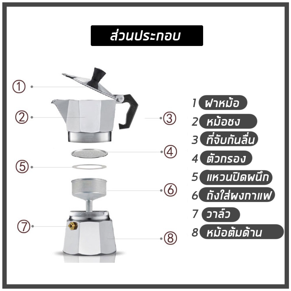 eroro-กาต้มกาแฟ-หม้อต้มกาแฟ-กาชงกาแฟ-moka-pot-เครื่องชงกาแฟสด-กาต้มกาแฟสดแบบพก-มอคค่าพ็อต