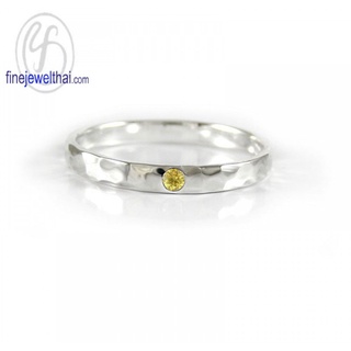Finejewelthai-แหวนบุษราคัม-บุษราคัม-แหวนพลอย-แหวนประจำเดือนเกิด-Yellow Sapphire-Silver-Ring-Birthstone-R1228yl