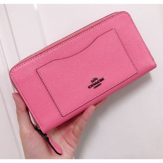 🎀 (สด-ผ่อน) กระเป๋าสตางค์ซิปรอบ สีชมพู Pink Lemonade 54007 ACCORDION ZIP WALLET crossgrain leather F54007