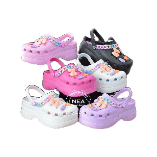 โปรโมชั่น : ลิขสิทธิ์แท้ ผ่อน0% Baoji BO37-120 Clog Bae Platform - Marshmallow Candy W NEA รองเท้า แตะ หัวโต เสริมส้น