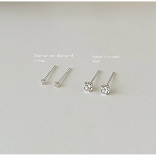 ภาพหน้าปกสินค้าYour wishlist / ต่างหูเพชร cz ต่างหูเงินแท้ / Square cz diamond stud earrings ที่เกี่ยวข้อง