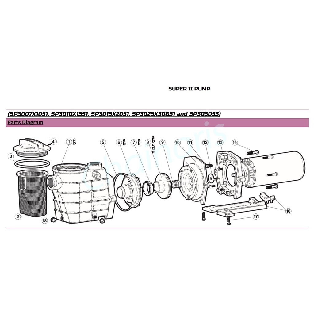 อะไหล่ปั้มสระว่ายน้ำ-hayward-รุ่น-super-ii-pump-เป็นใบพัดปั้มรุ่น-1-แรง-spx3010c