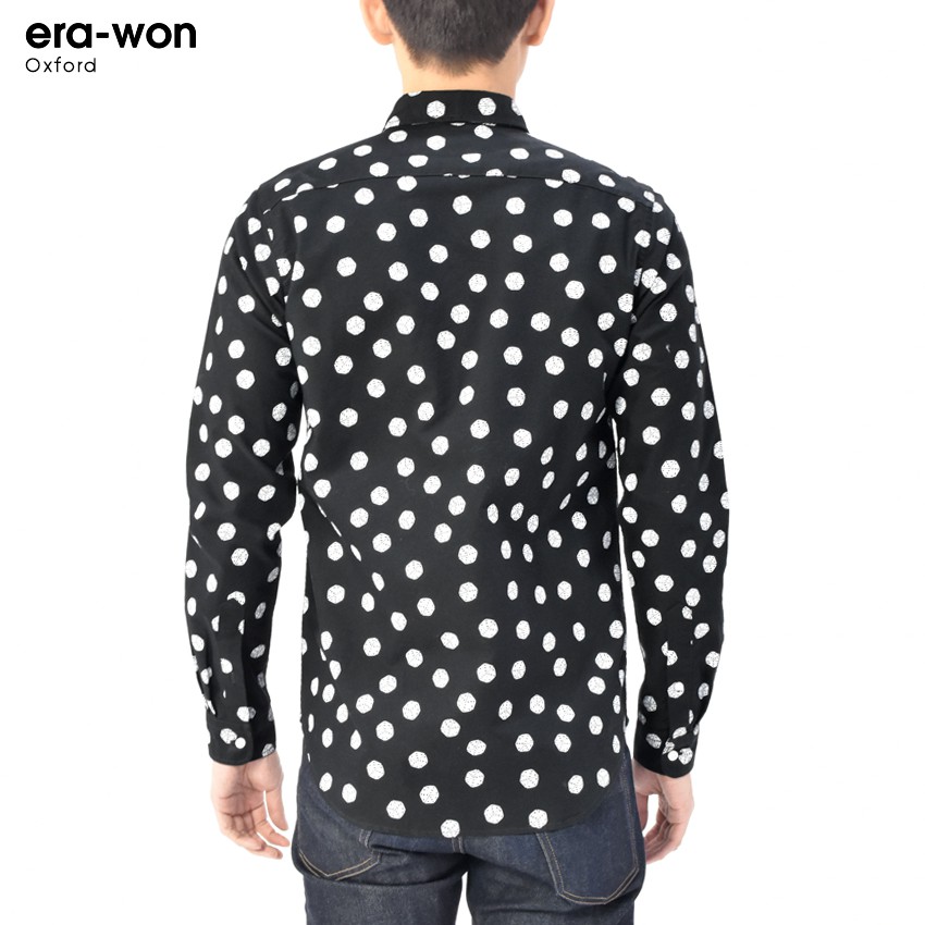 erawon-shop-0835di-เสื้อเชิ้ตผู้ชายแขนยาว-อ็อกส์ฟอร์ด-oxford-print-ทรง-regular-fit-สี-dice