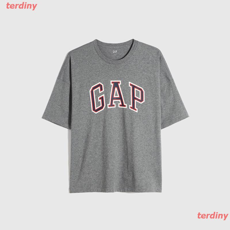 terdiny-เสื้อยืดกีฬา-gap-mens-and-womens-logo-cotton-round-necked-short-sleeved-t-shirt-688537-2021-summer-new-couples