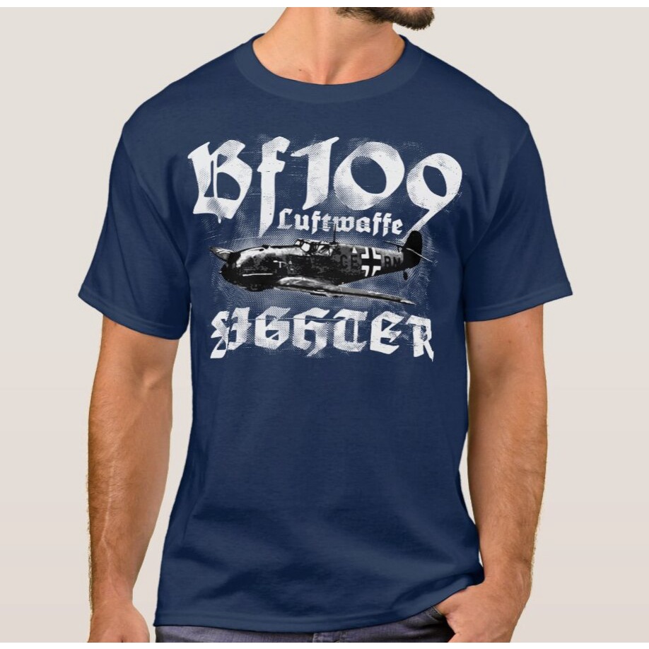 เสื้อทหาร-messerschmittbf109สงครามโลกครั้งที่สองเยอรมันme109เครื่องบินรบtshirtผ้าฝ้ายบุรุษเสื้อยื