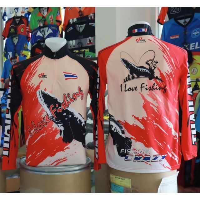 เสื้อตกปลา-poolsport-เสื้อตกปลาสีแดงส้ม-สวยมาก