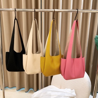 กระเป๋าสะพายไหล่ น้ําหนักเบา จุของได้เยอะ สีพื้น เข้ากับทุกการแต่งกาย แฟชั่นฤดูร้อน สําหรับนักเรียน 2022