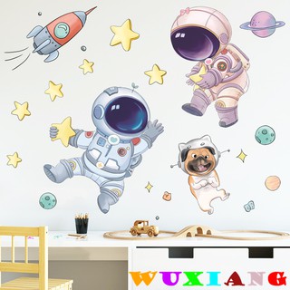 【wuxiang】สติกเกอร์ ลายนักบินอวกาศน่ารัก เต็มดวงบนท้องฟ้า