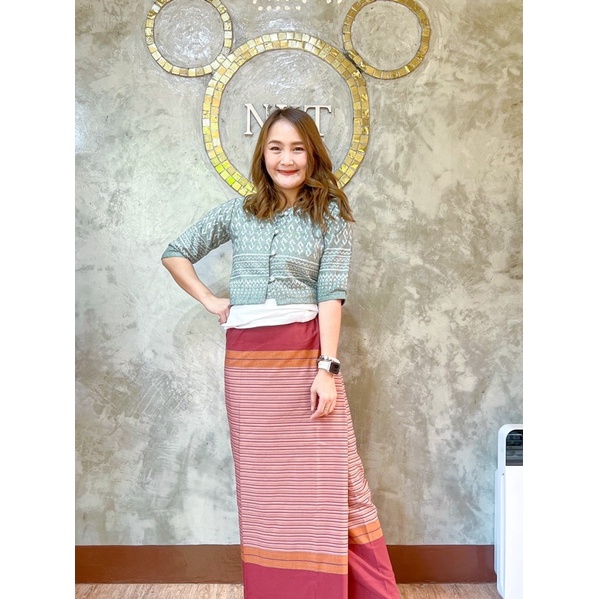 ผ้าซิ่นทอมือกาสะลอง สีเหลืองสดใส ใส่สบาย ราคาดี ส่งเร็ว