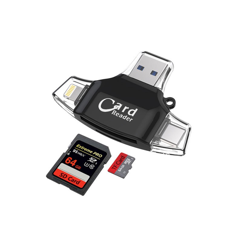 ภาพหน้าปกสินค้าiDragon Card Reader (3) 4in1 OTG Mini USB 2.0 TF SDการ์ดSlot Type-c/Micro/USB 2.0 การ์ดรีดเดอร์