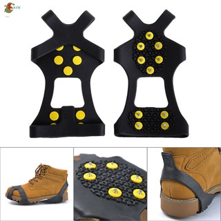 AYW☚ Cool Ice &amp; Snow Grips Boot Cleat Rubber Spikes Anti Slip 10 Steel Studs Crampons Slip-on Stretc