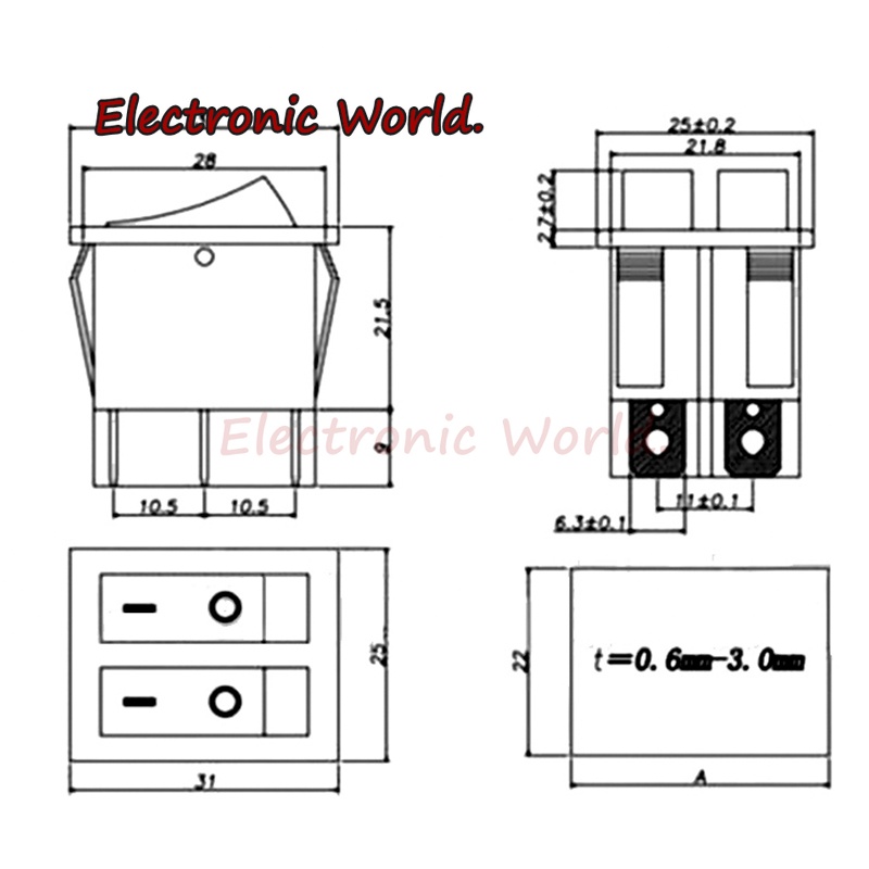 สวิตช์แขนโยก-เปิด-ปิด-ทองแดง-dpst-6pin-16a-250v-31-25-มม-สําหรับเรือ-1-ชิ้น