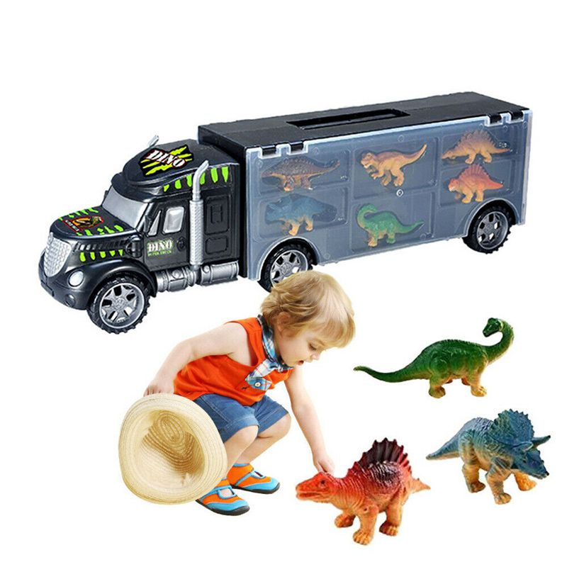 รถบรรทุก-ไดโนเสาร์-พกพา-เคสขนส่ง-ฟิกเกอร์ไดโนเสาร์-ชุดของเล่น-รถเด็ก-ของขวัญคริสต์มาส