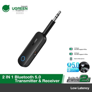 ภาพหน้าปกสินค้าUGREEN รุ่น 80893  Bluetooth 5.0 Transmitter and Receiver 2 in 1 Wireless 3.5mm Bluetooth Adapter ที่เกี่ยวข้อง