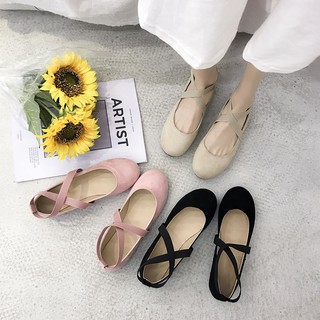 🔥Ready stock！ รองเท้า Doudou หญิงฤดูใบไม้ผลิและฤดูใบไม้ร่วงใหม่สบาย ๆ ป่าเกาหลีรองเท้านักเรียนหญิงฮาราจูกุย้อนยุคบัลเล่