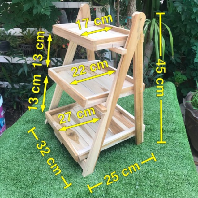 ถูกที่สุด-dokbuashop45-3-ชั้นพับได้-ไซส์เล็ก-ไม้สักแท้-1ออเดอร์-ไม่เกิน-1ชิ้น