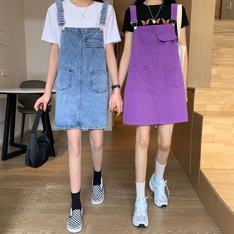 many-jeans-dress-overalls-เอี๊ยมกระโปรงยีนส์สั้นสำหรับผู้หญิงพร้อมส่ง