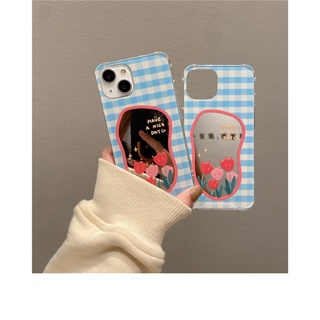 พร้อมส่งในไทย⭐️ เคสโทรศัพท์ เคส เคสมือถือ เคส TPU เคสนิ่ม กระจกหน้าตาดอกไม้ฟ้า TPU-R1727