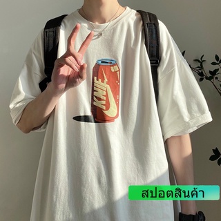 ล่าสุด  แฟชั่นหลวม  รูปแบบโคล่า  คอกลม  แขนสั้น  เสื้อยืด  2สี  M~3XL