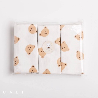 🧶ผ้าอ้อม Cali ผ้าคอตตอนสาลูธรรมชาติทบ 2 ชั้น🧵แพ็ค 6 ผืน🐻🐰ป้าย Cali Baby Collection teddy